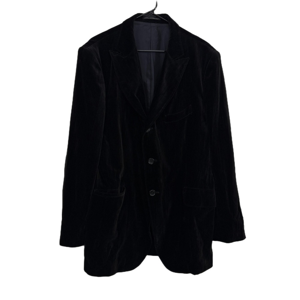 Yohji Yamamoto Pour Homme Jacket Mens 3 Black Velvet Crinkle Blazer 3 Button